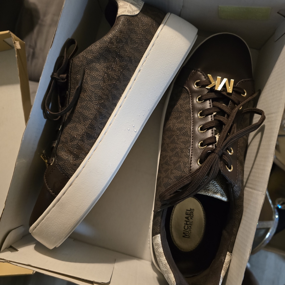 Michael Kors Dark Brown and White Sneakers